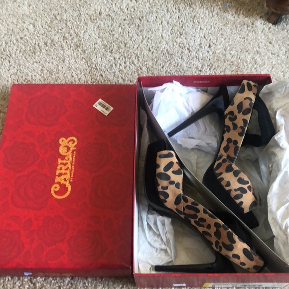 NWB Carlos Santana Cosette Leopard/Black Stiletto Heels 8M - Picture 13 of 15